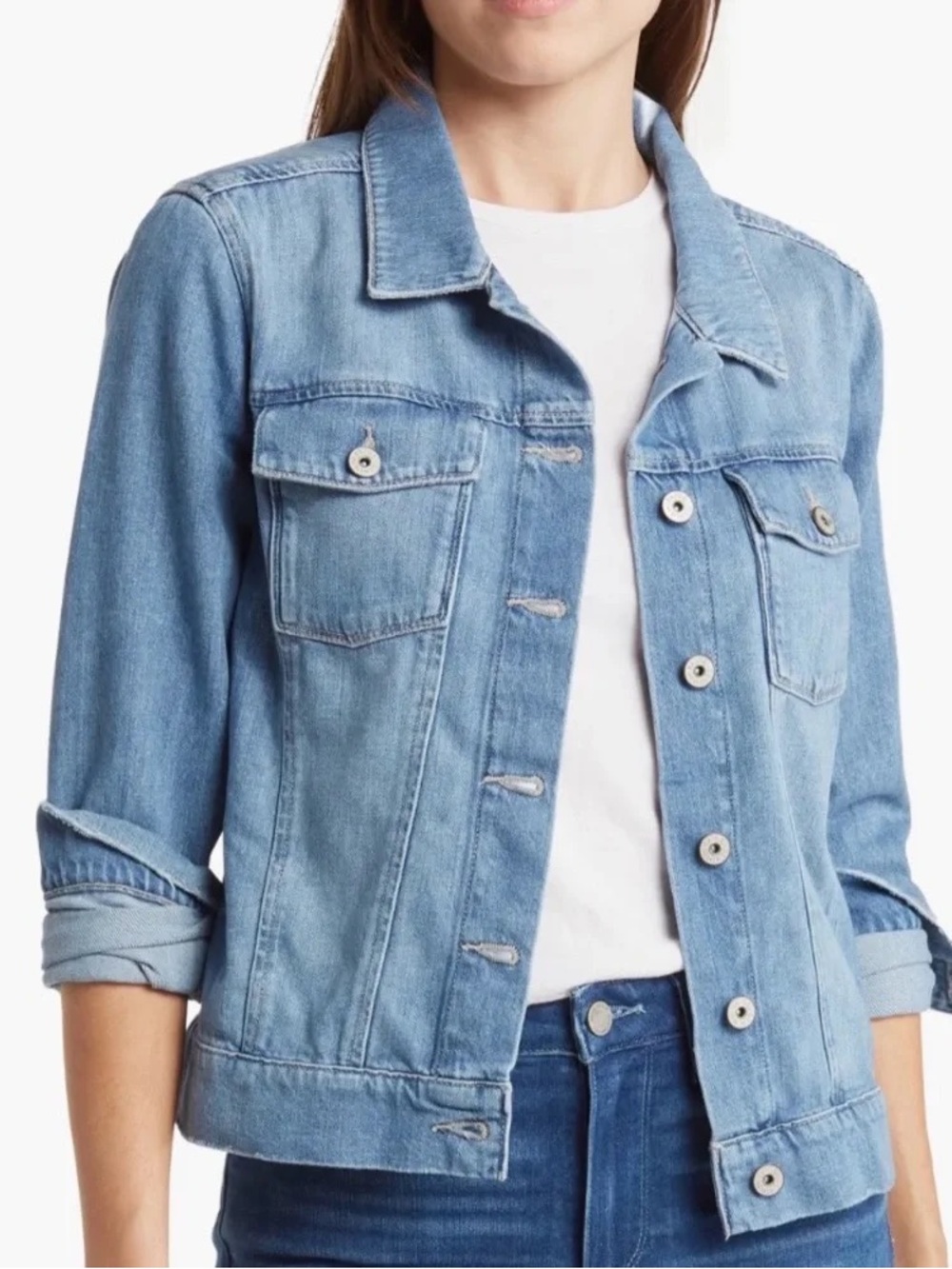 Paige Aveline Alamar Distressed Classic Denim Jacket
